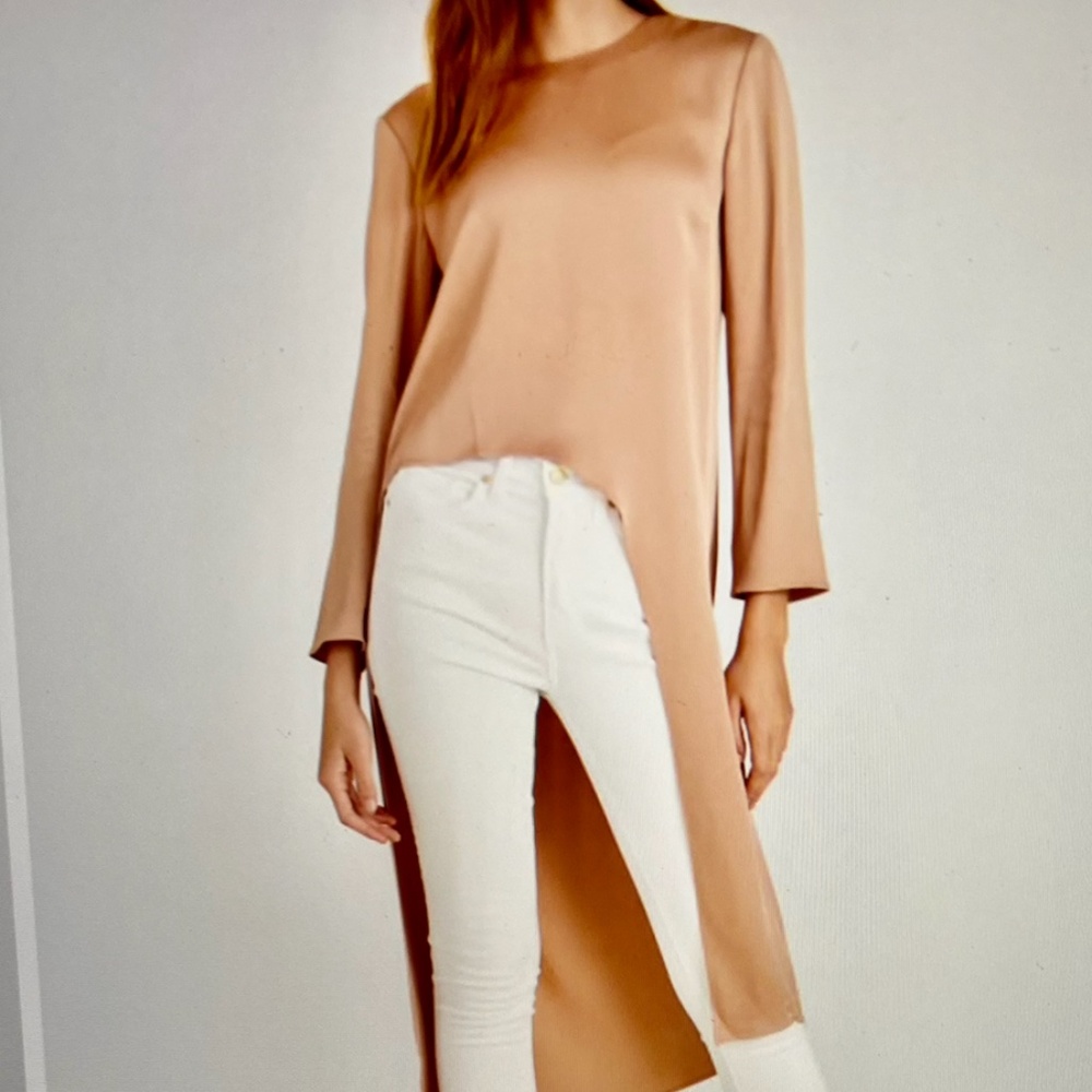 Veronica Beard Rome Hi-Low Tunic Top in Chai NWT Size Small